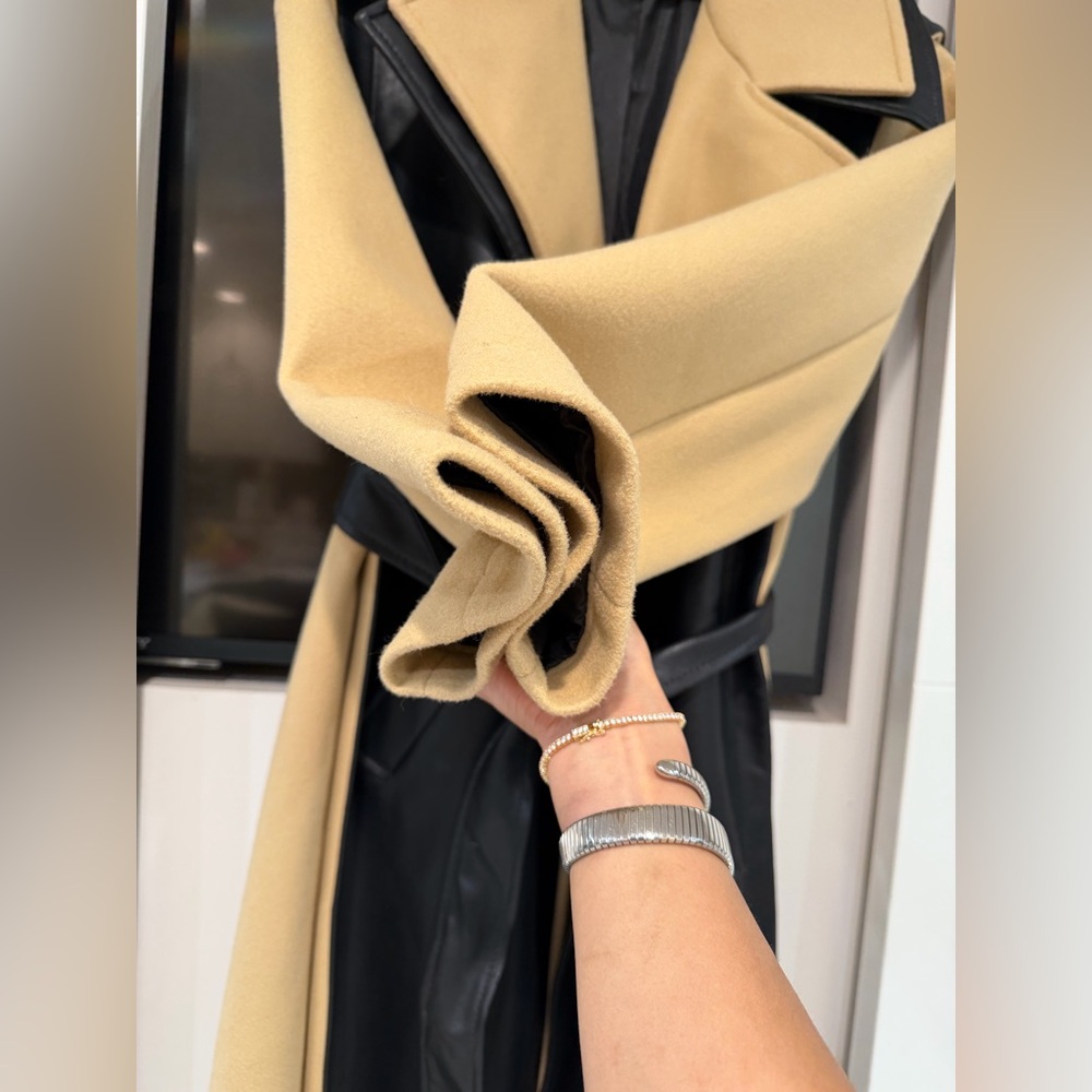 Topshop Black and Tan Women's Coat - Picture 3 of 10